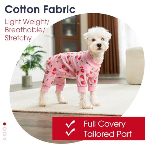 Image of Dog Surgery Recovery Suit for Small Dogs, 4-Legged Dog Onesie After Surgery with Back Snaps, Breathable Cotton Spay and Neuter Bodysuit for Female and Male Dogs
