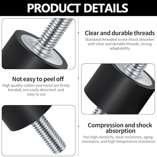 12 Stück Gummipuffer M6, Gummilager mit Schrauben Silentblock Schwingungsdämpfer Klimaanlage Vibrationsdämpfer Gummidämpfer Stoßdämpfer für Wasserpumpen Luftkompressoren(VV20 × 15 M6x18)