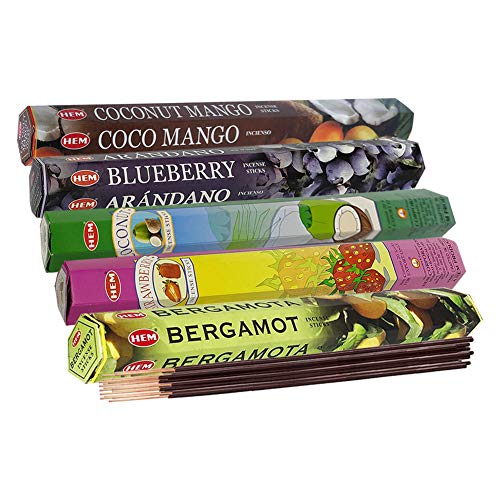 Hem Incense Sticks Variety Pack #11 And Incense Stick Holder Bundle With 5 Unique Fruity Fragrances #TOP4