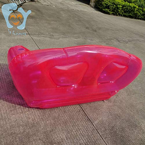 Sofá inflable rosa transparente de dos plazas sillón para camping y terraza 8