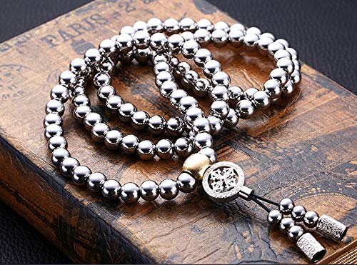 Beads Necklace for Men Cross Necklace Stainless Steel Necklace Chain Waist Chain 108 Buddha Beads Necklace2