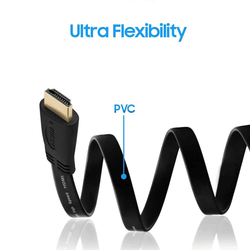 CABLEPELADO Cavo HDMI Piatto 2 Metri Con Ethernet E Contatti Dorati - Supporto 4K, 3D E ARC - Compatibile Con PC, PS4, PS5, Xbox, Smart TV - Design Salvaspazio Nero - 2