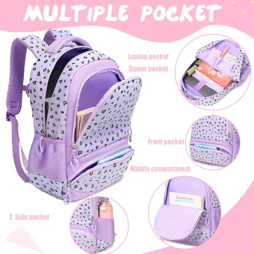 Jumpopack Girls Backpack Kids School Backpacks for Girl Elementary School Bag Bookbag Girls Backpack with Lunch Box,Glitter Material Beige — view 4