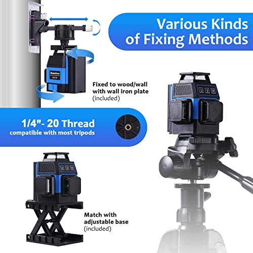Laser Level Self Leveling - Jkaoclever 12 Lines 3X360° Laser Tool, 150Ft Green Cross Line Lazer Level For Construction/Picture Hanging -2 Rechargeable Batteries, Wall Bracket #TOP3