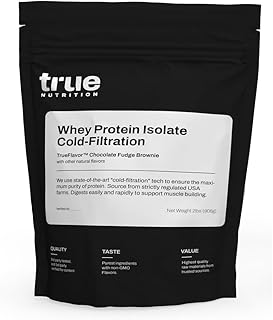 True Nutrition Whey Protein Isolate Cold-Filtration - 100% Whey Protein Powder - 27g Protein per Serving - Mixes Easily and Tastes Great - Third Party Tested - Chocolate - 2lb…