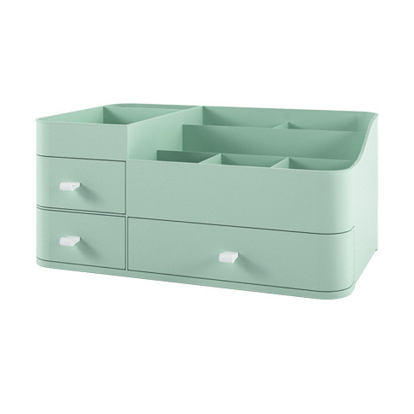 Organizador de cosméticos con cajones, vitrina de maquillaje de plástico impermeable para uso doméstico, almacenamiento de alta capacidad para lápices labiales, productos (Green)