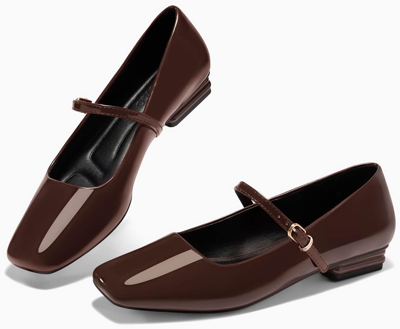 Coutgo Women's Mary Jane Flats Closed Square Toe Ballet Flat Dressy Comfortable Slip on Shoes - Image 5