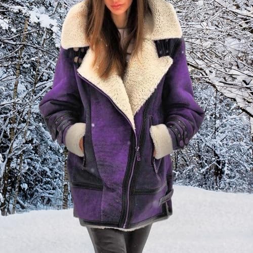 Winter Coats for Women Faux-Leather Suede Jackets Thicken Sherpa Fleece Jacket Vintage Moto Jacket Zipper Outerwear2