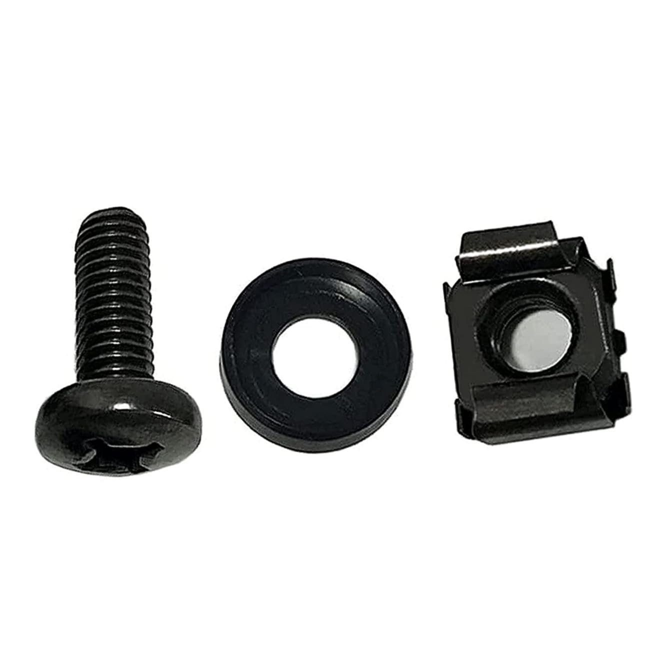 Cabilock Juego De 100 Tornillos M6 Para Rack Industrial, Tuercas Cuadradas Enjauladas y Arandelas Metálicas Negras, Kit Multifuncional Para Montaje En Bastidores y Armarios De Equipos Profesionales