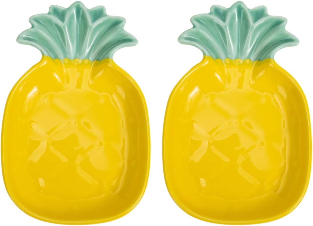 Zerodeko Pineapple Seasoning Dish 2-Pack Ceramic Mini Sauce Bowls 4.9X3.2 Inches Soy Sauce Dipping Bowls for Condiments Snacks and Party Serving in Home Kitchen Restaurants