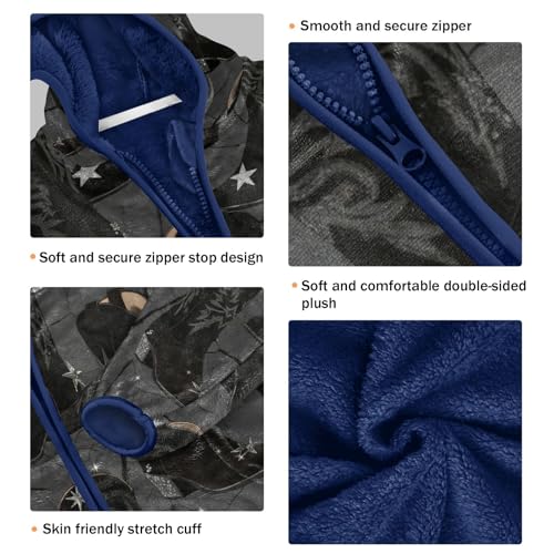 Cowboy Boots with Stars Pattern Toddler Fleece Jacket Girl Boys Hooded Fleece Jacket Coat Warm Outwear Zip-up 3-10T3