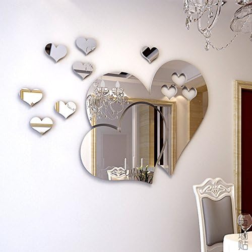 Houyuanshun DSC Mirror Love Shape Styling Acrylic Stereo Wall Sticker Living Room TV Background Ornaments Console Mirror