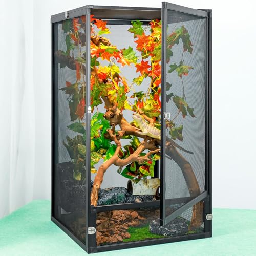 BINANO 45 Gal Detachable and Foldable Reptile Butterfly Cage Terrarium, 360° Observation, Airflow, Interaction in Gecko Tank for Crested Geckos, Leopard Geckos, Chameleons, Bearded Dragons