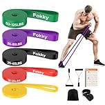 Fokky 5 Livelli di Resistenza Elastici Fitness, 5-125LBS Elastico Palestra con Ancoraggio Porta e Maniglie, Fascia Elastica Fitness per Allenamento, Stretching, Trazioni, Allenamento di Forza