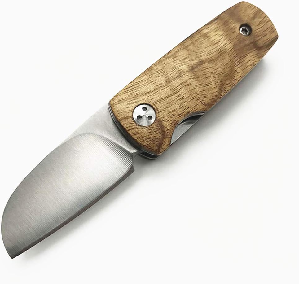 Compact Keychain Folding Pocket Knife Mini EDC Knife, 440 High Carbon Stainless Steel Blade, Natural Shadow wood Handle, Perfect for Man and Woman Outdoors Survival Camping Daily Use