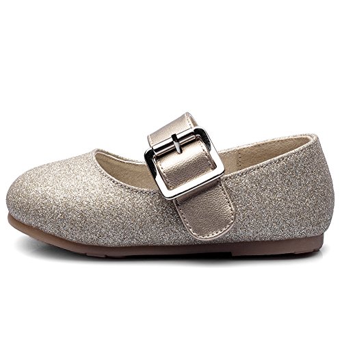 Little Girl's Adorable Buckle Ballerina Flat,Gold,Toddler,8.5M3