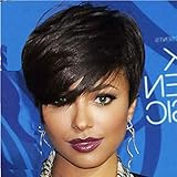 HOTKIS Side Parting Short Human Hair Wigs For Black Women Short Cut Wigs Short Pixie Wigs For Black Women (SW806-1B#)