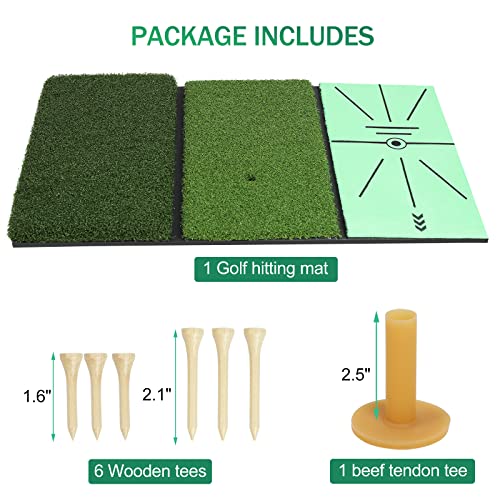 Newcare Golf Hitting Mat,3-In-1 Foldable Grass Mat- Practice Tri-Turf Chipping Swing Detection Aid Batting Mat Golf Mat For Backyard,Portable Hitting Driving Golf Training #TOP6