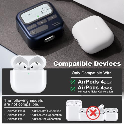 Image of for AirPods 4 Case with Safty Lock,Retro Inspired Pager Style (Deep Blue)