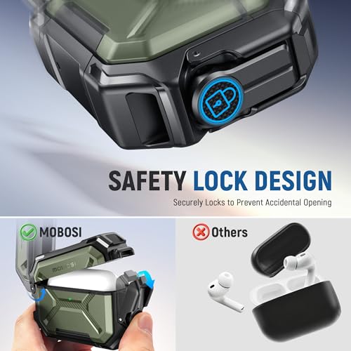 Image of MOBOSI for AirPods Pro 3 Case [IP68 Waterproof Case for iPods Pro 3&Compatible with MagSafe] Military Grade Protective Earpods Pro3 Cover with Secure Lock, Keychain & Phone Stand (2025),Green