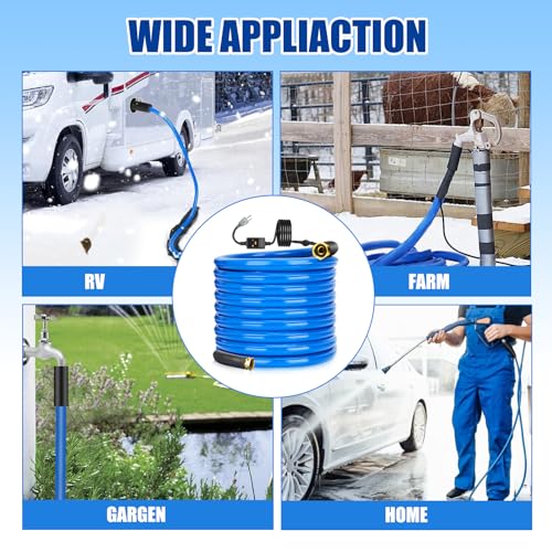 Image of 50FT Heated Water Hose,-20 ℉ Antifreeze Heated Drinking Water Hose with Thermostat&Overload Protection,5 /8 inch Inner Diameter Heated Water Hose with Storage Bag for RV Garden