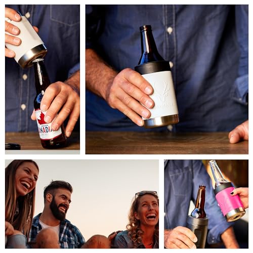 Image of Stainless Steel Beer Cooler With Bottle Opener, Vacuum Insulated Can Cooler 12 oz for Bottles Cans, 4-in-1 Universal Insulator Coozy for Bottles Cans, Beer Gifts for All (Mist Grey)