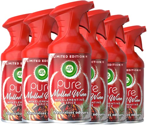 Airwick Pure Air Freshener Mulled Wine Scent 6 Sprays X 250 ml 3099800 Packaging May Vary