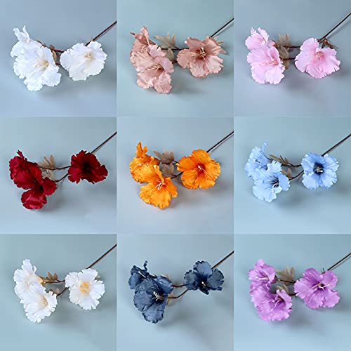 1 Bouquet Artificial Flower 3 Heads Realistic Faux Silk Flower Hibiscus Blossom Simulation Flower For Home Wedding Porch Window Diy Decor - Orange #TOP3