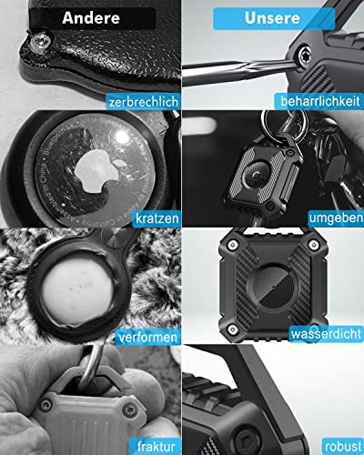 ONEONTA für Airtag Anhänger - Airtag Schlüsselanhänger - Airtag Hülle Wasserdicht - Air Tages Anhänger für Apple - Airtag Halter Hund, Robust TPU, Schwarz