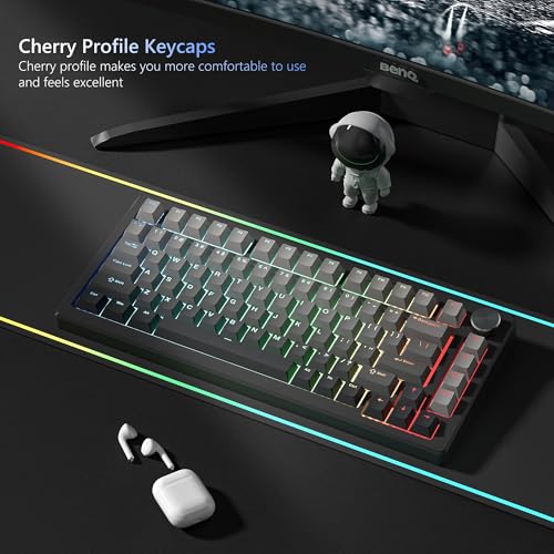 Image of Womier Shine Through PBT Keycaps 60 75 100 Percent Cherry Profile | Custom Keycap Doubleshot Keycaps Set, Universal Compatiability for Cherry Gateron MX Switches Keyboard, Gradient Gray