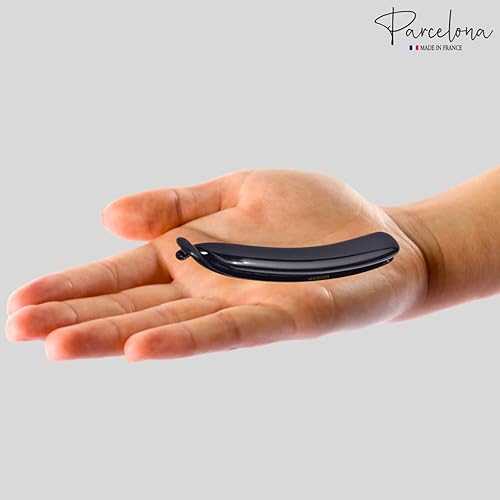 Miniatura 7 de Parcelona Juego de 2 pinzas de celuloide francés pequeño de 3  pulgadas, pinzas para el pelo de plátano francés, soporte flexible para cola de