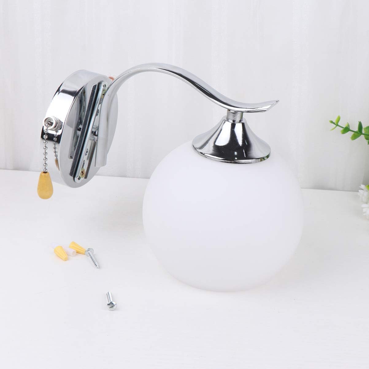 Mobestech Wall Light Modern Globe Lampshade LED Wall Sconce with Pull Chain Swith for Home Living Room Bathroom Staircase Hallway