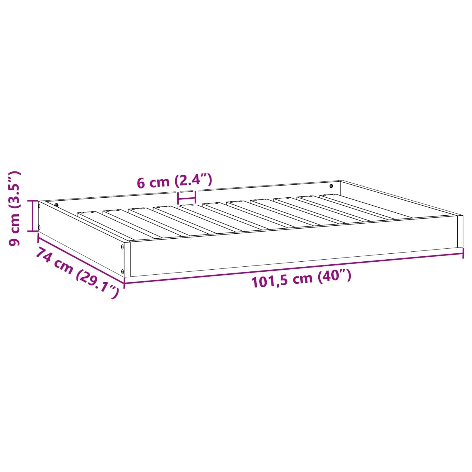 Hundebett Massivholz Kiefer wachsbraun, Hundekorb 101,5 x 74 x 9 cm, Stabiler Liegeplatz und Holzbett für Hunde, Moderne Hundeliege für den Innenbereich