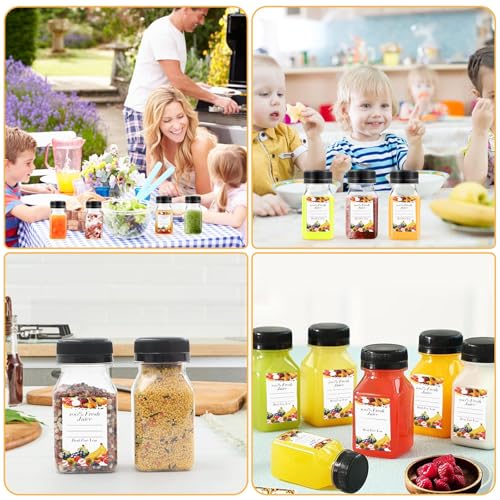 Miniatura 6 de Mooshy 12 Piezas Botellas De Plástico 120ml, Botella Plastico Reutilizable Con Tapa, Botellas Pequeñas Para Rellenar Con Cepillo Botellas Plastico Para Bebidas Lácteas Smoothie Juice