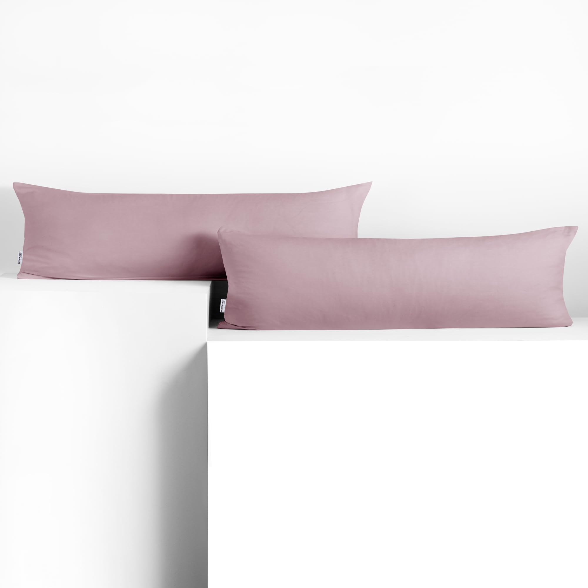 DecoKing 2 Pillowcases 20 x 120 cm Jersey 100% Combed Cotton Zip Heather Amber