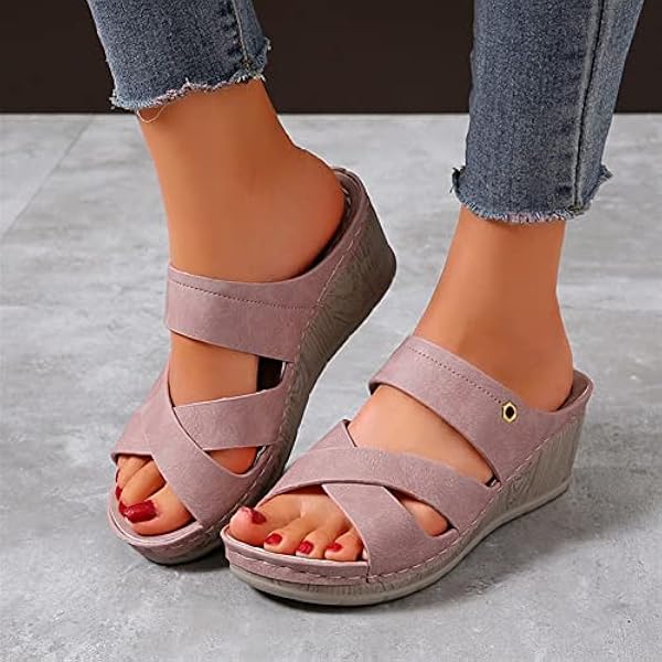 Kvinnor Wedges Platform Sandaler Öppna Toe Tofflor Sommar Lämplig for promenader, strand, fest, resa, semester och någon annan dagligen