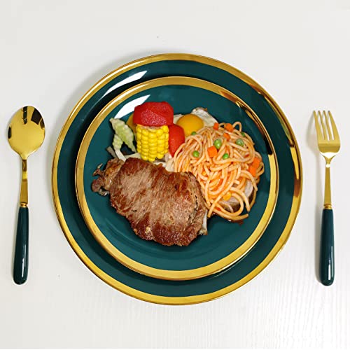 Axywinbo® Dinnerware Sets,24-Piece Plates And Bowls Sets For 4,Green Modern Porcelain Dish Set Contain Dinnerware & Accessories For Wedding And Housewarming Gifts #TOP5