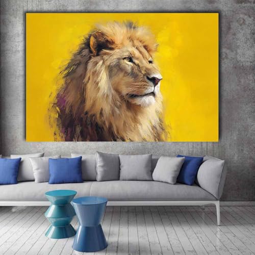 Tableau lion abstrait impression sur toile CUDAOO jaune88 - 2
