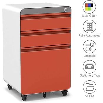 Dripex Metall Rollcontainer 40x50x62cm 3 Schubladen Rontainer mit