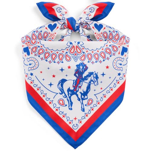 xo, Fetti American Cowgirl Bandana, 27" x 27" | Last Rodeo Bachelorette Party, Western Birthday Accessory, Cowboy Head Scarf, USA Decorations, Bridesmaid Gift, Bach Favor