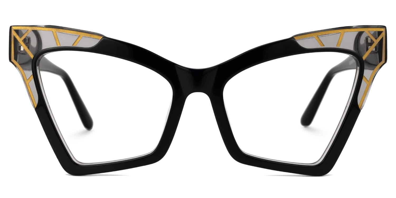 Oversized Clear Lens Glasses Zeelool Trendy Acetate Oversized Cat