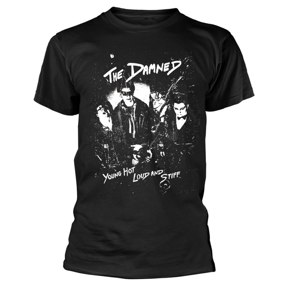 Plastic Head The Damned 'Young, Hot, Loud and Stiff' Black T-Shirt (UK, Alpha, L, Regular, Regular, Black)