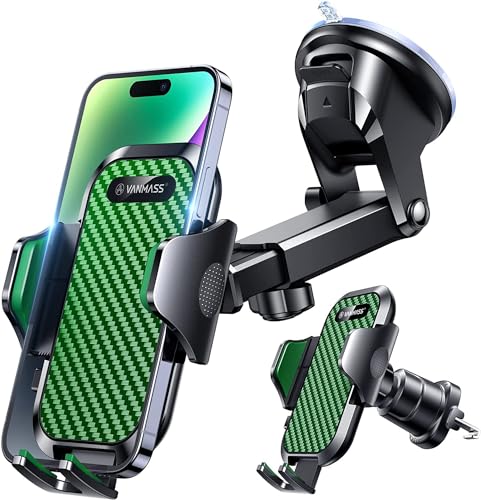 VANMASS 2026【Militär-Klasse】Handyhalterung Auto Upgrade【Stärkste Saugnapf & Lüftungshaken】4 in 1 Handy Halterung Auto 360° Drehbar Handyhalter Auto Armaturenbrett Scheibe für iPhone Samsung usw, Grün