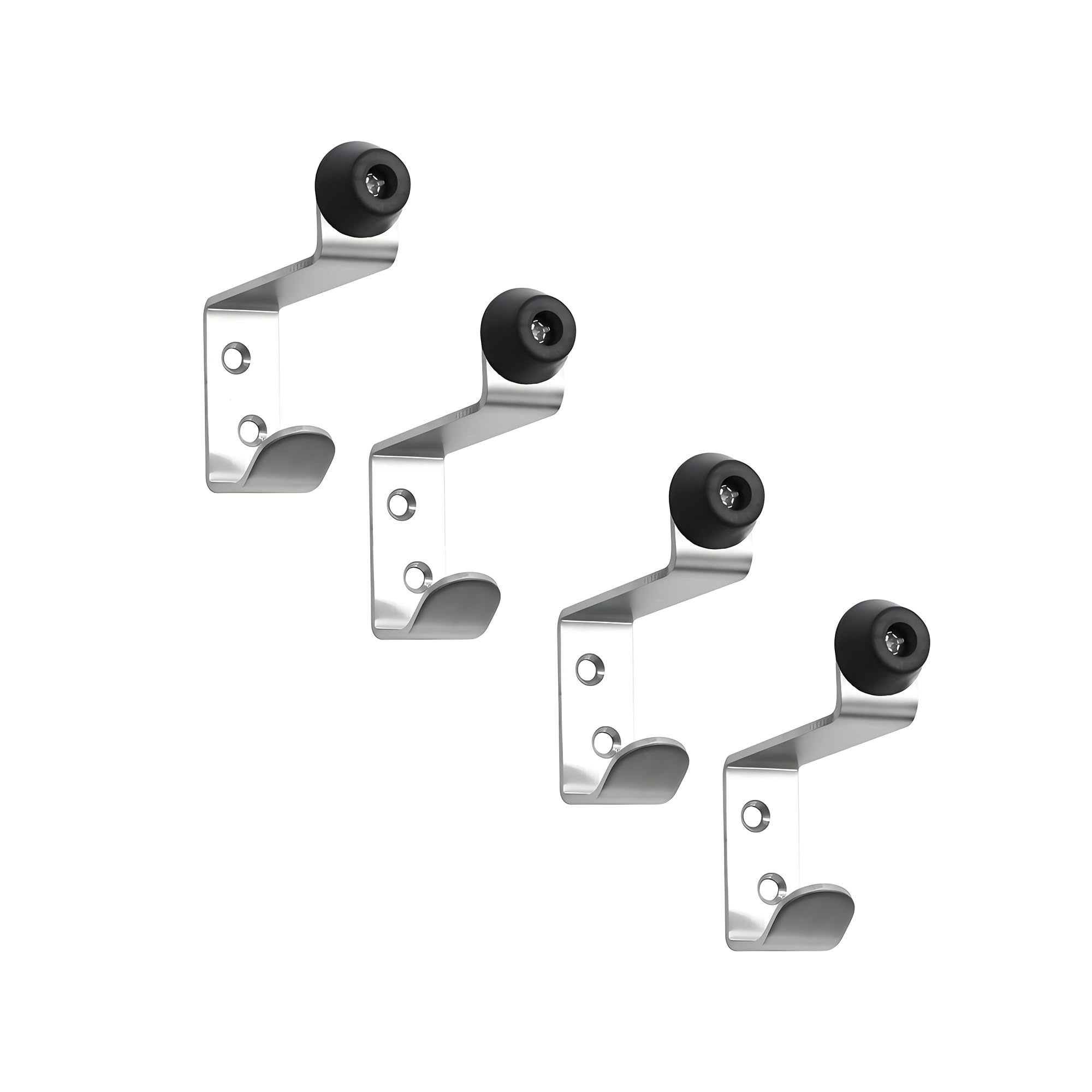GEFONG Stainless Steel Door Stoppers with Coat Hooks Depth 76 mm Bag Hangers for Office and DIY Wall Protector Shower Towel Hook Door Bumper Rubber Stopper Silver Pack of 4 Pcs