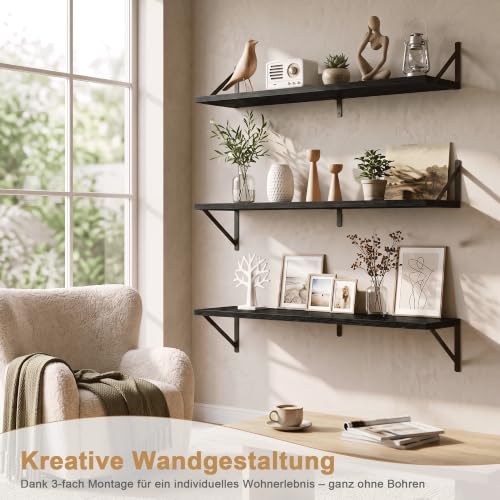 Fun Memories Schweberegal, 40 x 20 cm, 2er Set Wandregal mit Metallhalterungen, dekoratives Wandregal für Wohnzimmer, Schlafzimmer… – Ansicht 6