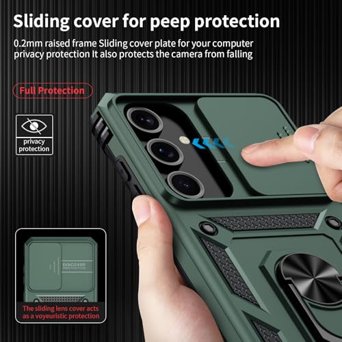 Weycolor for Samsung Galaxy S25 Case with Camera Lens Cover, HD Screen Protector, 10 FT Military Grade Drop Protection, Magnetic Ring Holder Kickstand Protective Phone Case, Pine Green by Weycolor - Used condition - Image 3