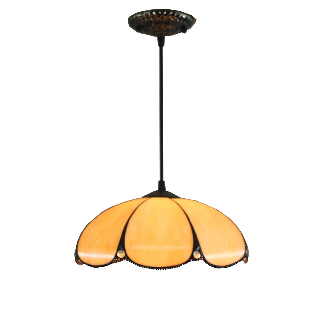 Suspension vitrail jaune de style vintage aux finitions soignées Couleur B E27