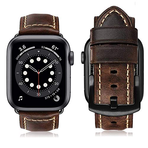 MroTech Compatible with Apple Watch Strap 42mm 44mm 45mm 49mm,Genuine Leather Band Replacement Strap Compatible with iWatch Ultra Series 8 7 6 5 4 3 2 1 SE Strap Women Men,42 44 45 49 mm-Vintage Tan