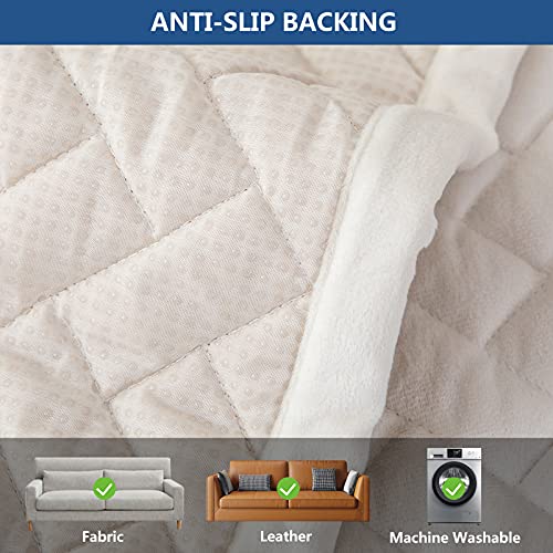 Eismodra Couch Cover,Sectional Couch Covers,Sofa Covers For 3 Cushion Couch,Anti-Slip Sofa Slipcovers For Dogs Cats Kids Loveseat Recliner L Shaped Armrest Backrest,White 36''X70''(Only 1 Piece) #TOP3