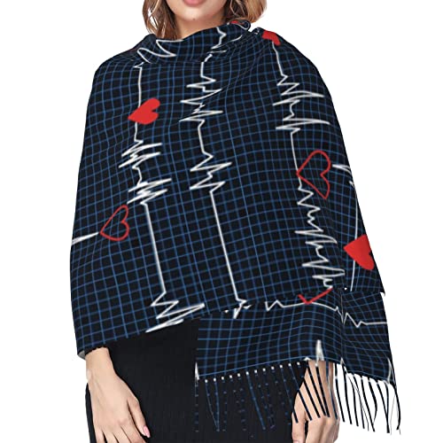 SUYGGCK Calling All Nurses Heart Beat Soft Blanket Scarf Long Warm Shawl Wraps Cashmere Fringe Scarfs For Women4